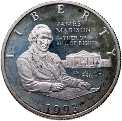 купить США 50 центов (1/2 доллара, half dollar) 1993 (Джеймс Мэдисон и Билль о правах)