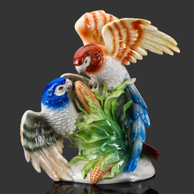 купить Статуэтка "Попугаи с кукурузой", фабрика Weiss, Kühnert & Co, Gräfenthal, фарфор, роспись, Германия, 1910-1940 гг.