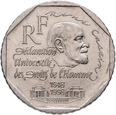 купить Франция 2 франка (francs) 1998 "50 лет Декларации Прав Человека"