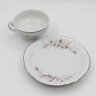 Купить Пара чайная, украшенная цветочным декором, фарфор, серебрение, деколь, Bernadotte, Чехия, 1991-2010 гг.