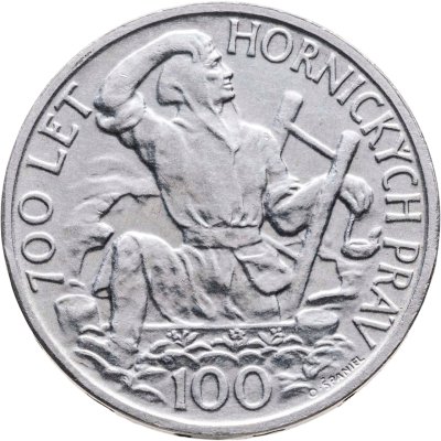 купить Чехословакия 100 крон (korun) 1949 "700 лет Праву добычи серебра в Йиглаве"