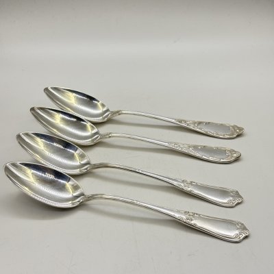 купить Набор из 4-х столовых ложек с растительным декором (в подборе), мНЦ (медь-никель-цинк), Киевский завод столовых приборов и посуды им. Дзержинского (ЗiД, ЗиД), СССР, 1950-1960 гг.