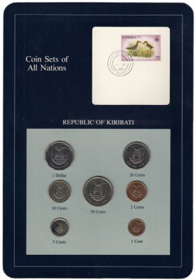 Купить Серия "Наборы монет всех стран мира" - Кирибати (набор из 7 монет и 1 марки в буклете)