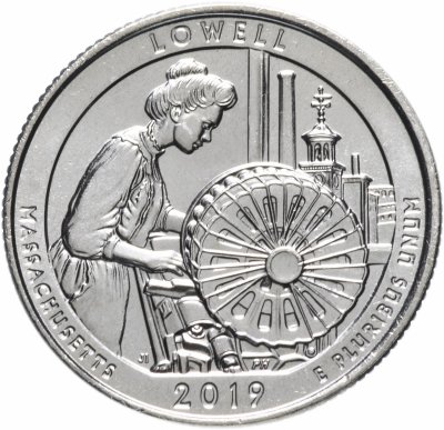 купить США 1/4 доллара (25 центов, квотер) 2019 D — "Национальные парки - Исторический парк Лоуэлл" (46-й парк), Монетный двор Денвера (D)
