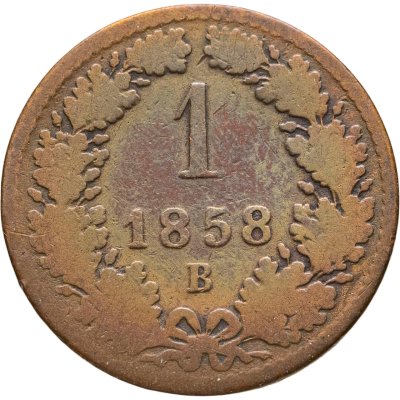 купить Австрия 1 крейцер 1858, знак монетного двора "B" - Кремница