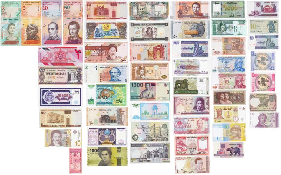 купить Набор разных банкнот Мира 50 штук без повторов UNC