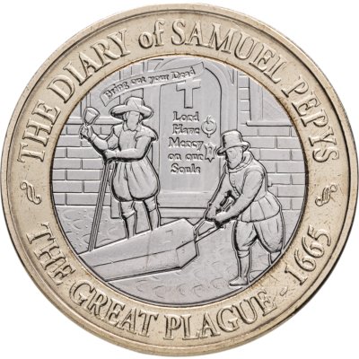 купить Джерси 2 фунта 2025 "200 лет публикации дневника Сэмюэля Пипса - Великая эпидемия чумы в Лондоне"