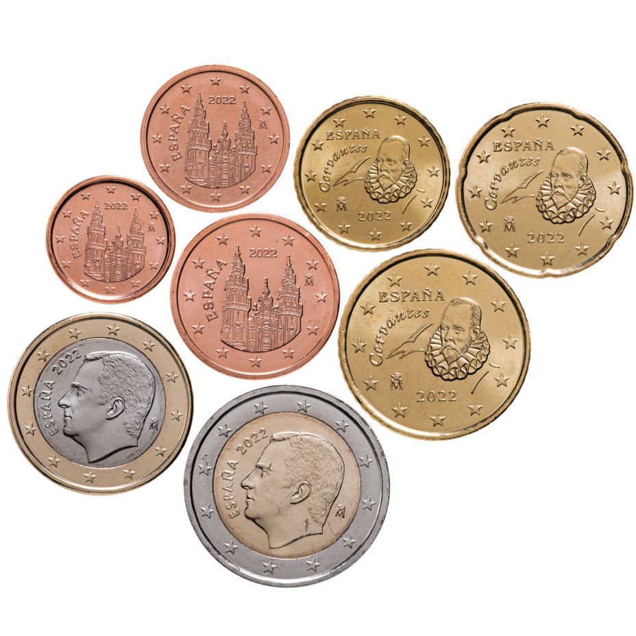 купить Испания годовой набор из 8 монет евро 2022
