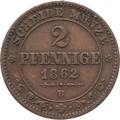 купить Германия, Саксония 2 пфеннига 1862