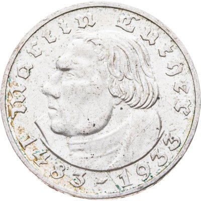 купить Германия (Третий рейх) 2 рейхсмарки (reichsmark) 1933 G "450 лет со дня рождения Мартина Лютера"
