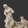 Купить Скульптурная композиция (карандашница, кашпо) "Укрощение козла" (Пастушка усмиряющая козлика и голубь на корзине винограда)), бисквит, подрисовка, золочение, Западная Европа, 1920-1950 гг.