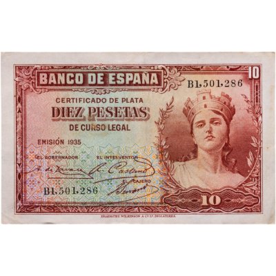 купить Испания 10 песет 1935 (Pick 86a)