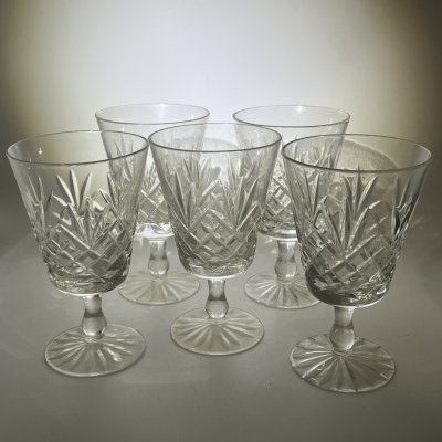 купить Набор из 5 бокалов с геометрическим декором, хрусталь, пресс, СССР, 1970-1990 гг.