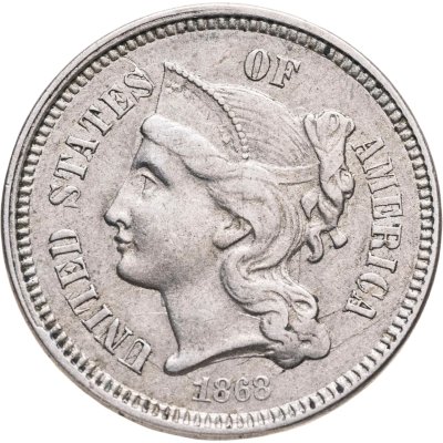 купить США 3 цента (cents) 1868 Three Cent Nickel