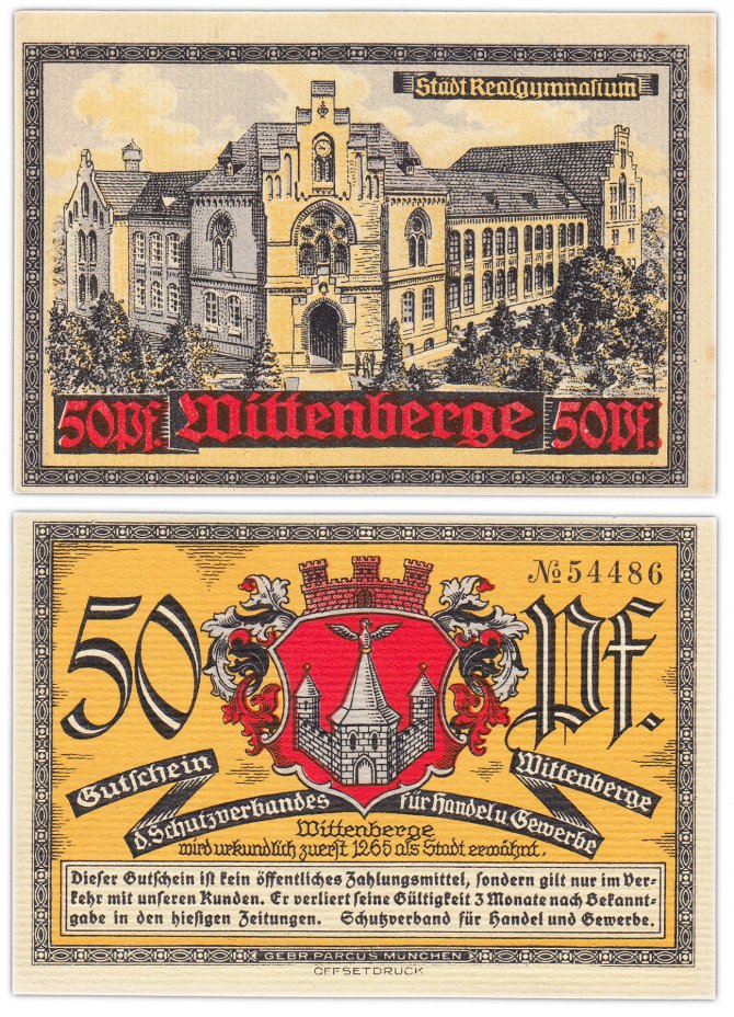 купить Германия (Виттенберг) 50 пфеннигов 1921 (Городская гимназия)