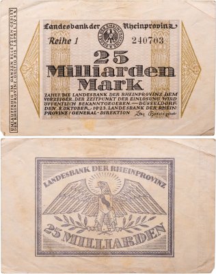 купить Германия, Рейнская провинция 25 миллиардов марок 1923