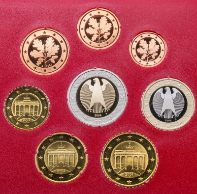 купить Германия 2004 набор из 8-ми монет евро Proof в официальном пластике Монетный двор Берлин A