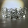 Купить Набор стопок с резным геометрическим декором на 6 персон, хрусталь, СССР, 1970-1990 гг.