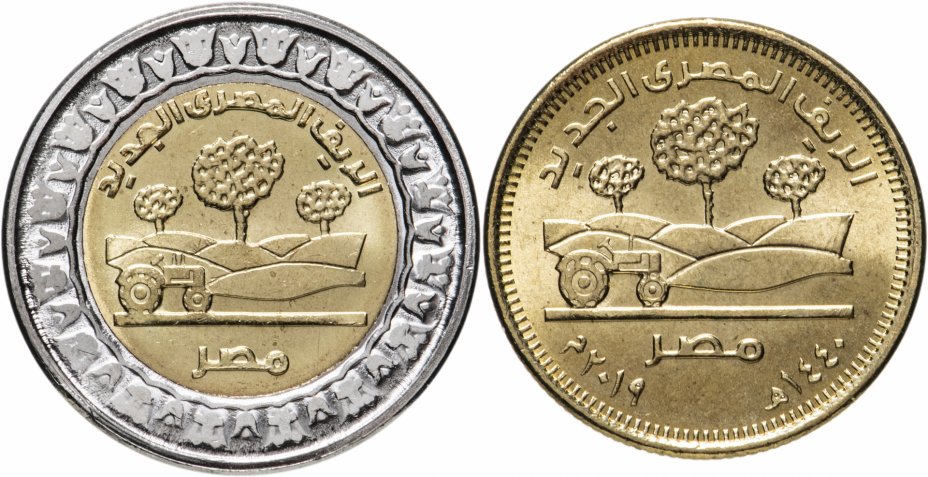 купить Египет набор монет 1 фунт+ 50 пиастров 2019 "Новая Египетская деревня" (2 штуки)