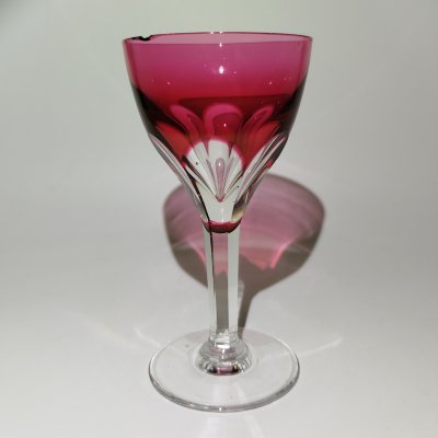 купить Бокал вина и крепких напитков, серия "Gevaert", хрусталь, нацвет, гранение, Val Saint Lambert, Бельгия, 1957-1970 гг.