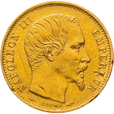 купить Франция 5 франков (francs) 1854 знак монетного двора: "A" - Париж, гурт гладкий