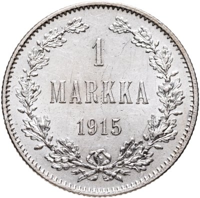 купить 1 марка 1915 S Российская Финляндия в слабе Монетник.ру UNC det. (чистка)