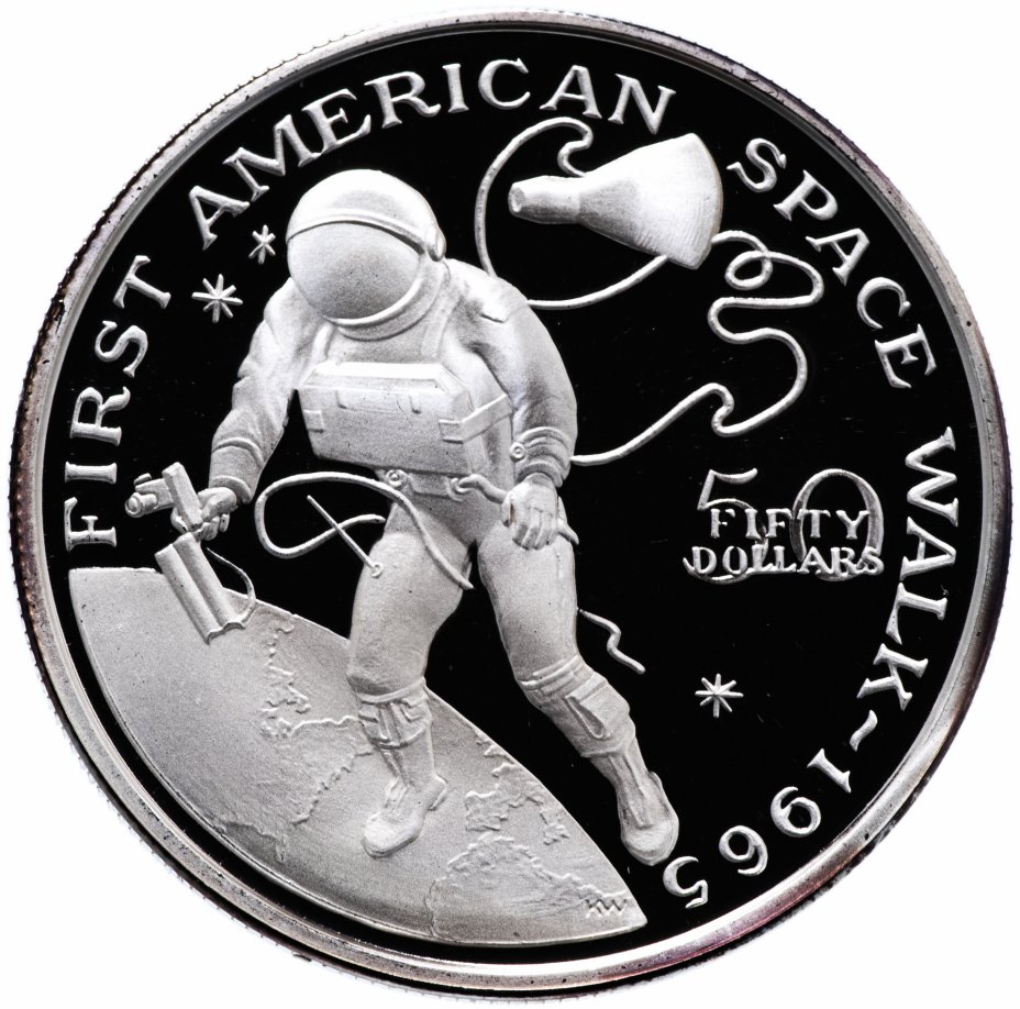 купить Маршалловы острова 50 долларов 1989 "Освоение космоса - Первый выход американца в открытый космос"