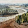 Купить Картина "Речной пейзаж" (условное название), автор Гребенщиков Е. Ц, холст на картоне, масло, СССР, 1963 г.