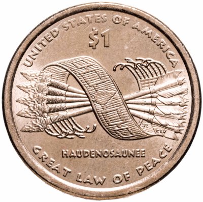 купить США 1 доллар (dollar) 2010 D "Коренные Американцы - Пояс Гайавата" знак монетного двора: "D" - Денвер