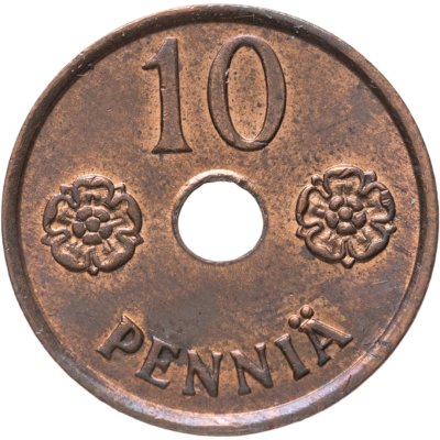 купить Финляндия 10 пенни (pennia) 1943 Медь /коричневый цвет/