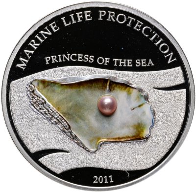 купить Палау 5 долларов 2011 "Принцесса моря - жемчужина" абрикосовая вставка