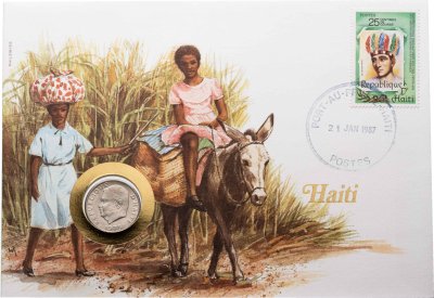 купить Гаити 10 сантимов (centimes) 1975 в конверте с маркой