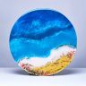 Купить Панно настенное декоративное "Океан", авторская работа в технике Resin Art, глянцевое 3D покрытие, натуральный камень, Россия, 2021 г.