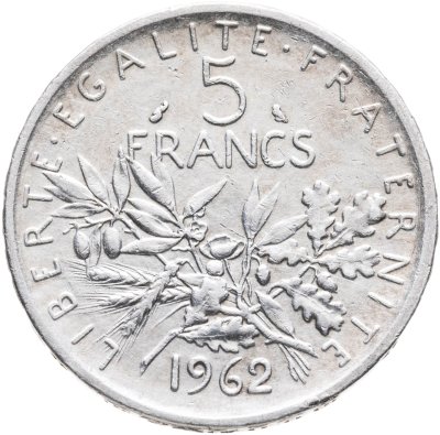 купить Франция 5 франков (francs) 1962