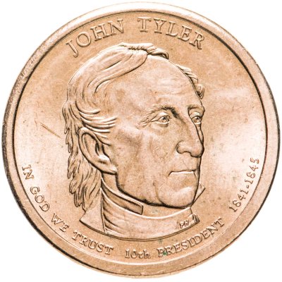купить США 1 доллар (dollar) 2009 Джон Тайлер (10-й президент США) знак монетного двора "P" - Филадельфия