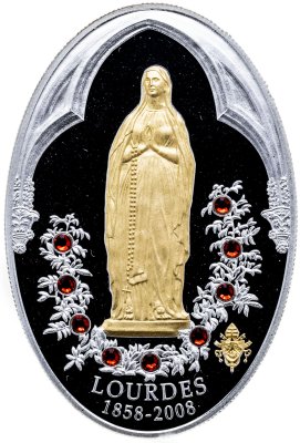 купить Острова Кука 5 долларов 2008 "Богоматерь Лурдская", в футляре