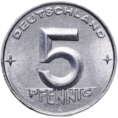 купить Германия (ГДР) 5 пфеннигов 1952-1953, случайный год