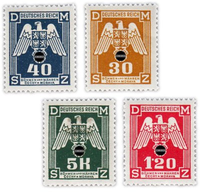 купить Германия, Третий Рейх, Богемия и Моравия набор из 4 марок 1943 "Марки специальной оплаты правительственной корреспонденции"