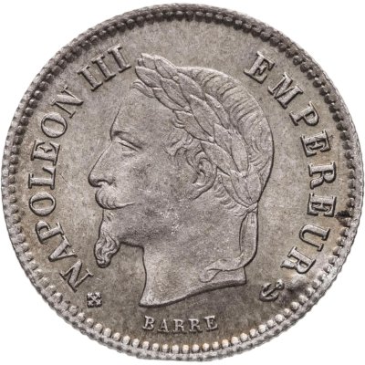 купить Франция 20 сантимов (centimes) 1867, знак монетного двора: "BB" - Страсбург