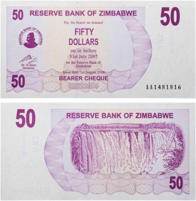 купить Зимбабве 50 долларов 2006
