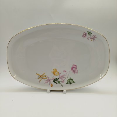купить Блюдо овальной формы с растительным декором, фарфор, золочение, деколь, Concordia Lesov, Чехословакия, 1970-1991 гг.