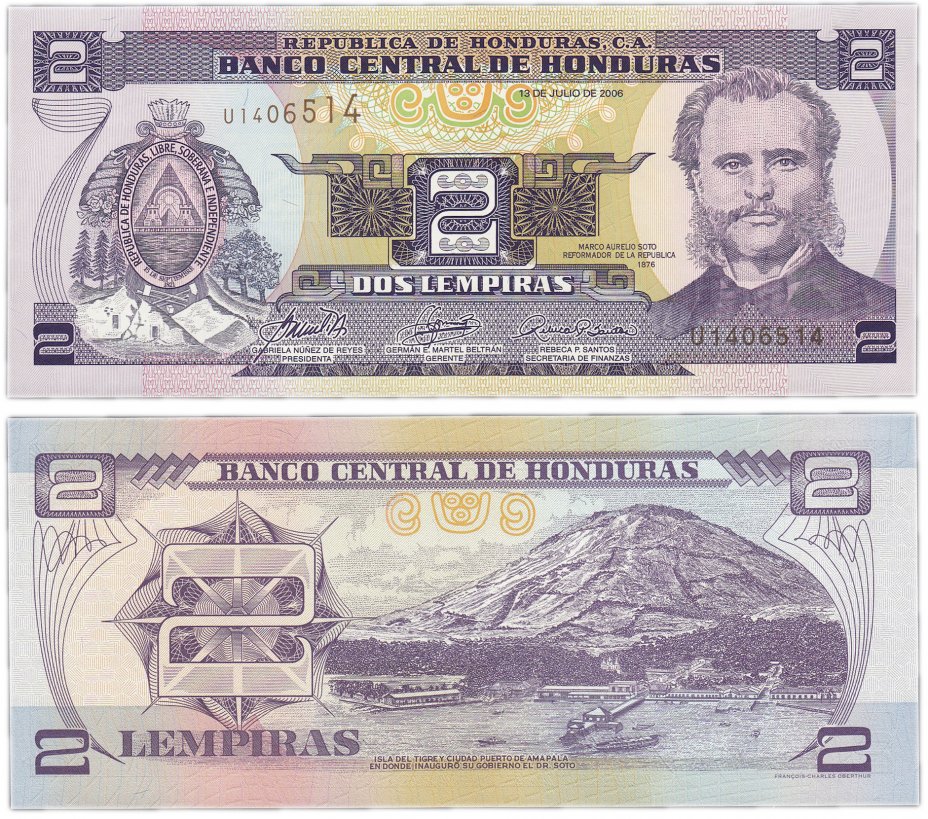 купить Гондурас 2 лемпиры 2006 (Pick 80Ae)
