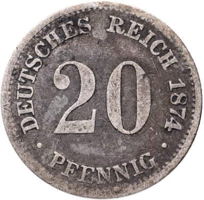 купить Германия 20 пфеннигов (pfennig) 1874 D знак монетного двора: "D" - Мюнхен