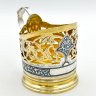 Купить Подстаканник с растительным декором и прорезным бортом, металл, чернь, золочение, Кубачинский художественный комбинат, СССР, 1950-1980 гг.