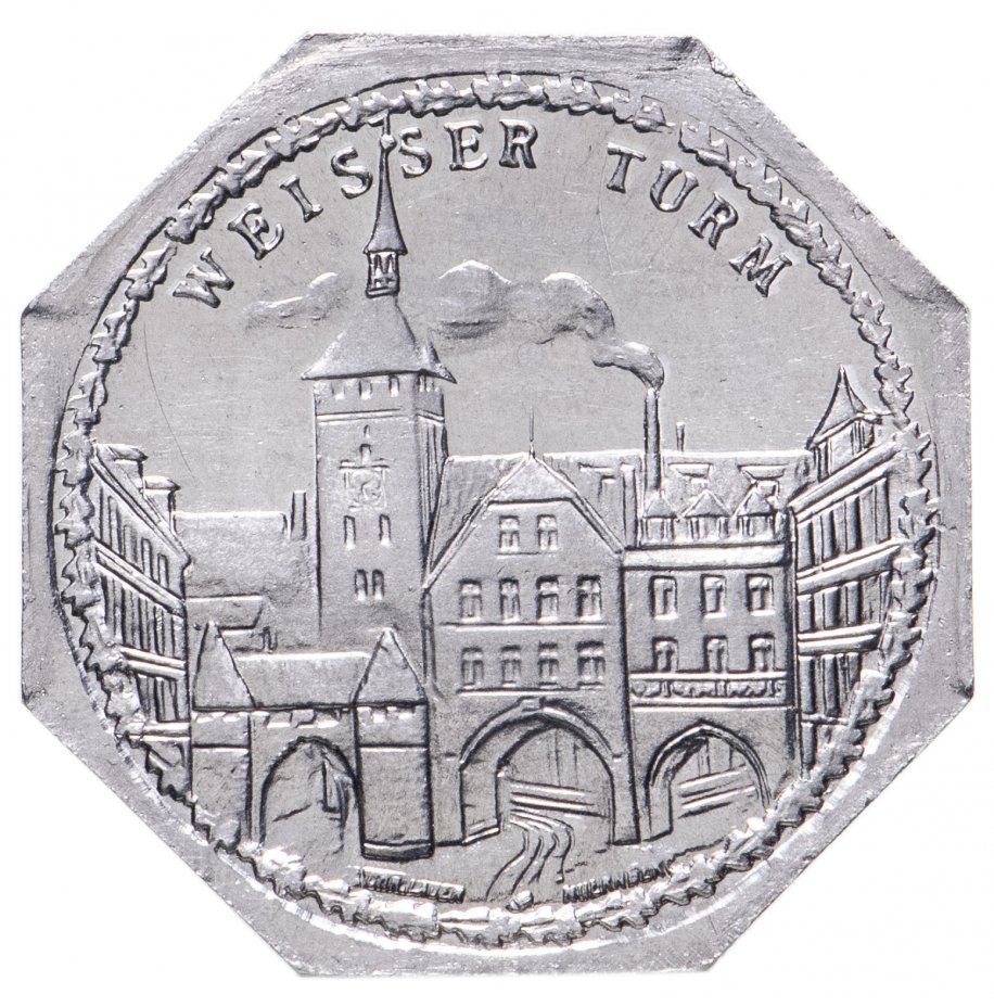 купить Германия, Нюрнберг 20 пфеннигов 1921 "Белая башня" (трамвайный жетон)