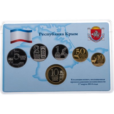 купить Республика Крым 2014 набор 6-ти монетовидных жетонов "Независимость Крыма 17.3.2014" в пластике