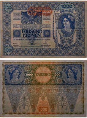 купить Австрия 1000 крон 1902 (1919) (Pick 59)