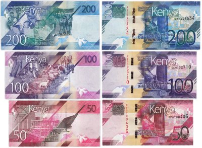 купить Кения - набор 50, 100, 200 шиллингов 2019 года