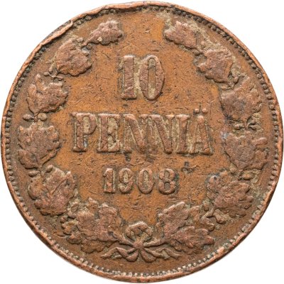 Купить 10 пенни 1908, монета для Финляндии