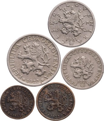 купить Чехословакия набор монет 1921-1923 (5 штук)